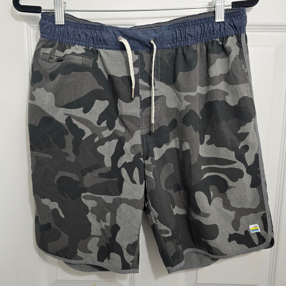 Vuori Banks Shorts Mens Small Charcoal Grey Camo‎ Athletic Board Shorts